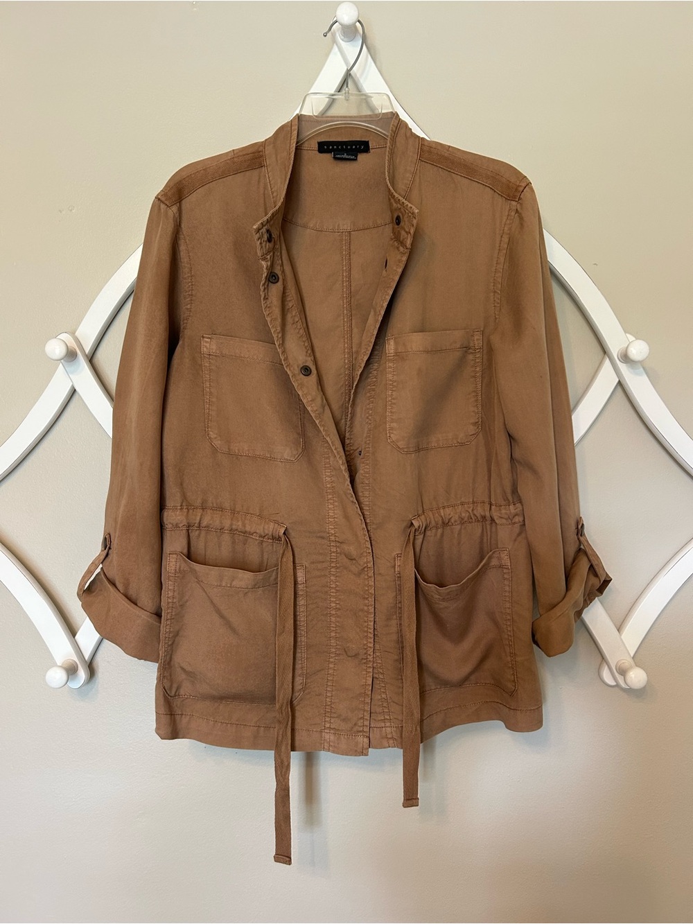 Sanctuary Brown Utility Jacket with Drawstring Waist